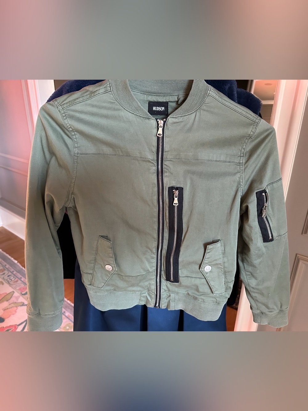 Hudson Jeans Kids Olive Green Utility Bomber Jacket sz Sm